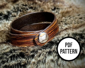 Woodgrain Leather Cuff Pattern - PDF Pattern for Leatherwork