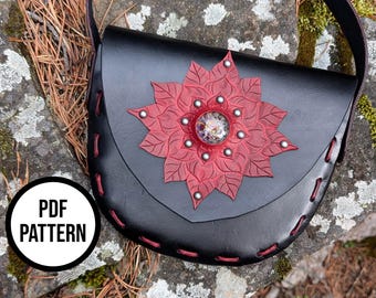 Leather Shoulder Bag with Inlay - PDF Pattern for Leathercraft
