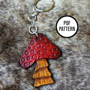 Mushroom Leather Keychain - PDF Pattern for Leatherwork