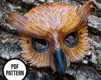 Owl Mask PDF Pattern for Leather