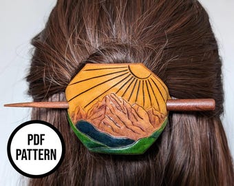 Mountains Leather Hair Stick - PDF Pattern for Leatherwork