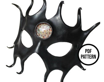 Leather Mask with Cabochon Inlay- PDF Pattern for Leathercraft