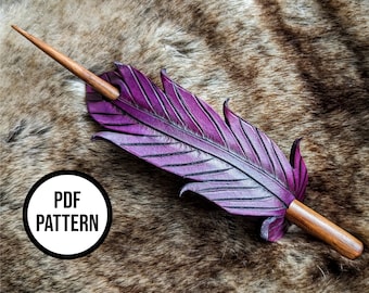 Patrón PDF para hacer un palo de pelo con plumas de cuero