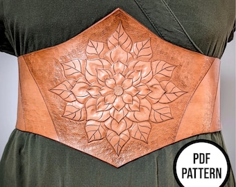 Cinturón de cuero con flores - Patrón PDF para marroquinería