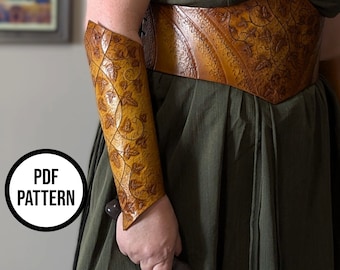 Leather Bracers with Mallorn Leaves - PDF Pattern for Leatherwork