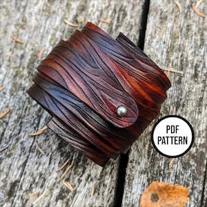 Wrap Cuff: Woodgrain Leather PDF Pattern - One Size Fits All