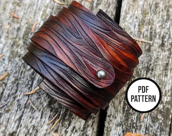 Wrap Cuff: Woodgrain Leather PDF Pattern - One Size Fits All