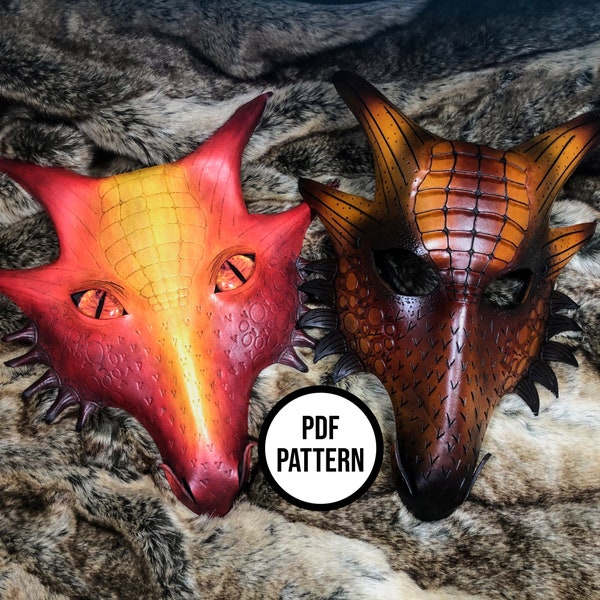 Dragon Mask Pattern - PDF Pattern for Leatherwork