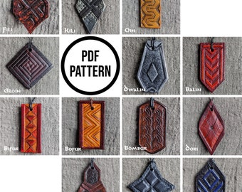 Leather Pendant PDF Pattern - Dwarf Pattern Pack inspired by The Hobbit