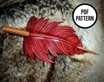 Patrón PDF para trabajar el cuero con plumas