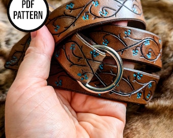 Cinturón de cuero con anilla Vines - Patrón PDF para marroquinería