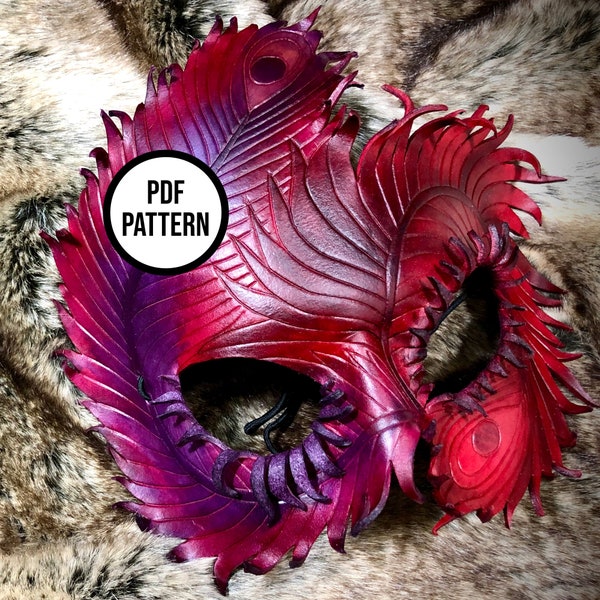 Peacock/Phoenix masker PDF-patroon voor leer