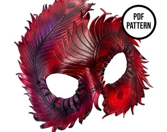 Peacock/Phoenix Mask PDF Pattern for Leather