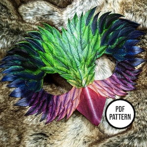 Feathered Bird Mask PDF Pattern for Leather