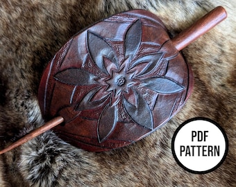 Palillo de pelo geométrico de cuero - Patrón PDF para marroquinería