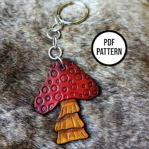 Mushroom Leather Keychain - PDF Pattern for Leatherwork