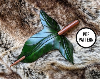 Leather Mallorn Leaf Hair Stick - PDF Pattern for Leatherwork