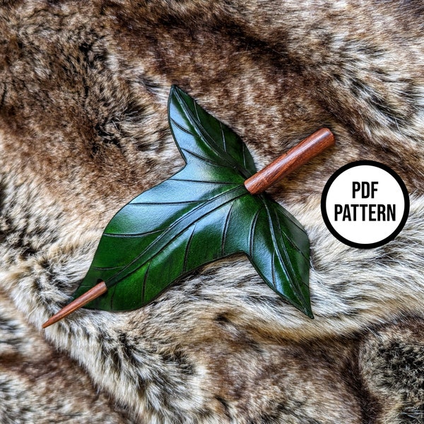 Leather Mallorn Leaf Hair Stick - PDF Pattern for Leatherwork