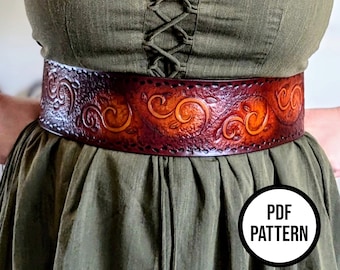 Corset Belt with Vines - PDF Pattern for Leatherwork