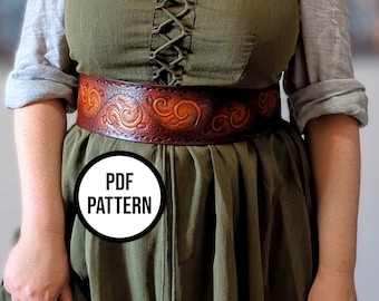 Corset Belt with Vines - PDF Pattern for Leatherwork