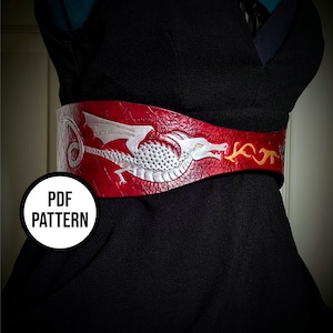 Leather Corset Belt with Dragons - PDF Pattern for Leatherwork