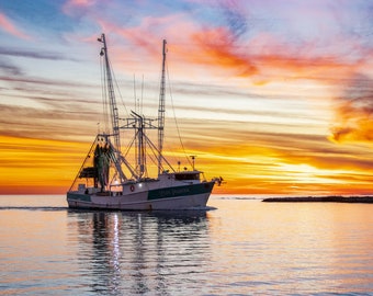 Lady Joanna Shrimpboat at Sunset in Bayou la Batre, AL Photograph