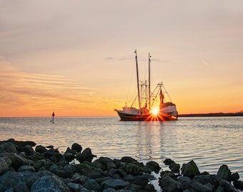 Sailing into the Sunset Shrimpboat Photograph