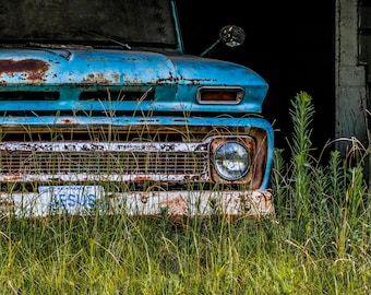 Rusty old Truck with Jesus Car Tag Photograph