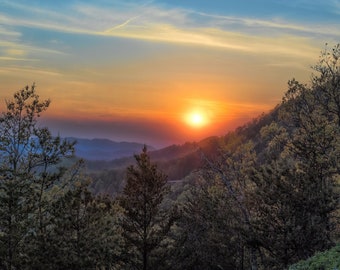 Beautiful Spring Sunset on the Foothills Parkway in the Great Smoky Mountains