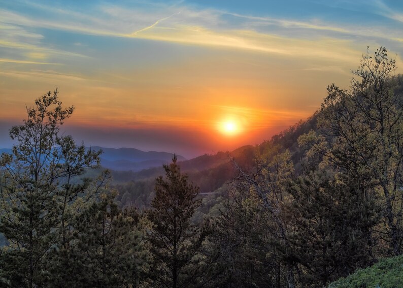 Beautiful Spring Sunset on the Foothills Parkway in the Great Smoky Mountains image 1