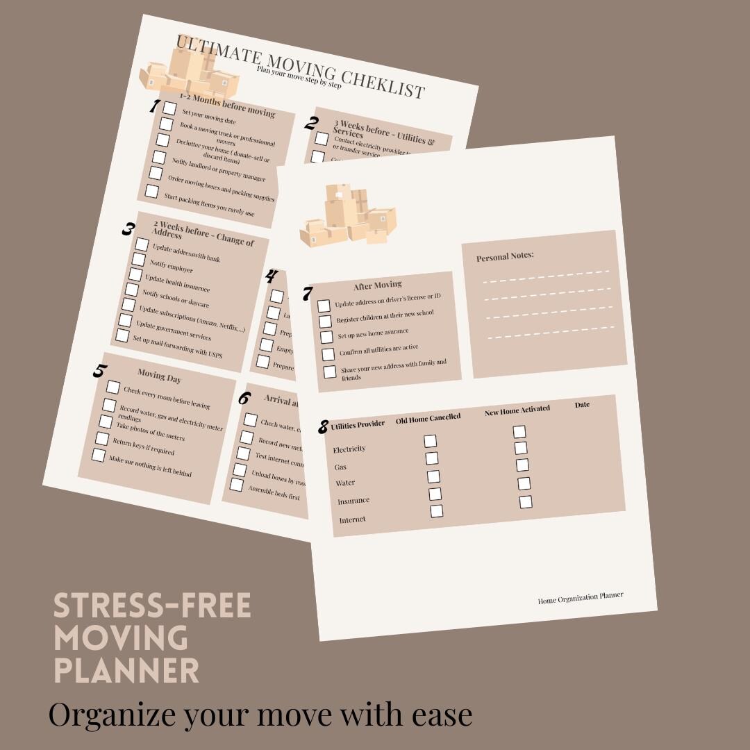 Ultimate Moving Checklist Printable - Moving Planner PDF - Relocation ...