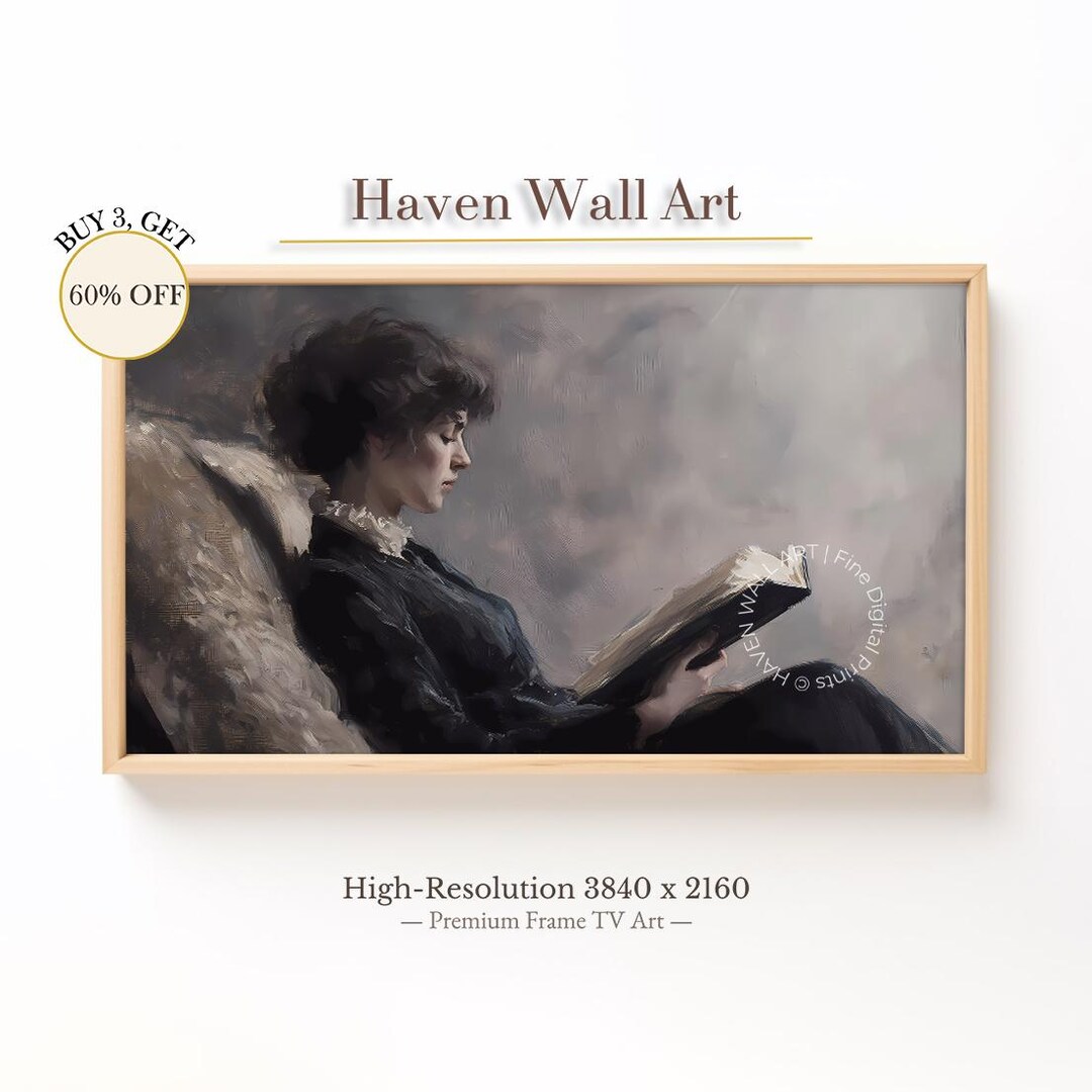 Vintage Woman Reading Painting | Moody Classical Portrait | Samsung ...