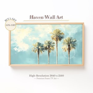 Tropische palmboom Samsung lijst tv-kunst | Digitaal schilderen zomerstrand | Woonkamerdecoratie kust | TUB104