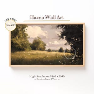 Spring Meadow Forest Edge Frame TV Art - Wildflower Field Painting, Warm Earth Tone Nature Landscape for Samsung Frame TV | TSL119