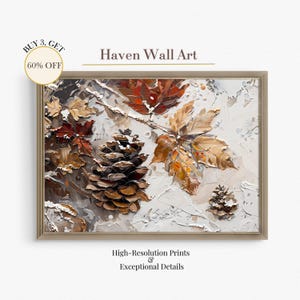 Pinecone and Maple Leaf Winter Printable Art | Thanksgiving to Christmas Rustic Still Life | Neutral Festive Wall Decor | PAL114