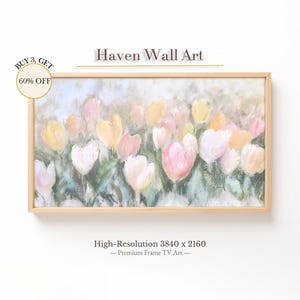 Impressionist Tulip Field Frame TV Art - Pastel Floral Spring Digital Wallpaper | TSF057