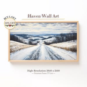 Snowy Landscape Frame TV Art | Samsung Frame TV Digital Art | Rustic Country Decor | Cozy Winter Wall Art | Vintage Landscape Art | TWL068