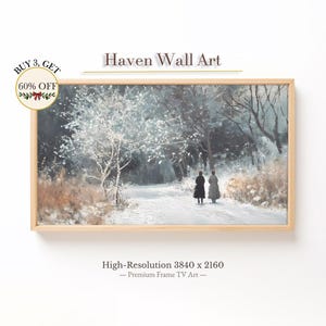 Winter Stroll in Frosted Forest | Samsung Frame TV Art | Vintage Snowy Pathway | Serene Winter Walk | Digital Download | TWL042