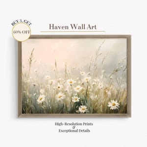 Spring Wild Daisies - Cottagecore Floral Wall Art, Soft Pastel Print | PSF051