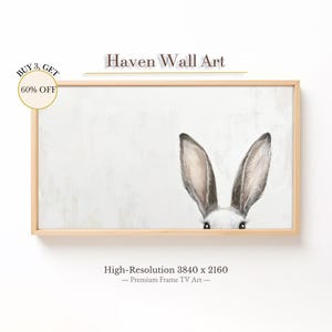 Easter Bunny Frame TV Art - Spring Animal Digital Painting, Minimalist Cute Rabbit TV Wallpaper, Cottagecore Easter Decor | TSA001
