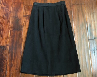 50s Black Microsuede Wiggle Pencil Skirt XS