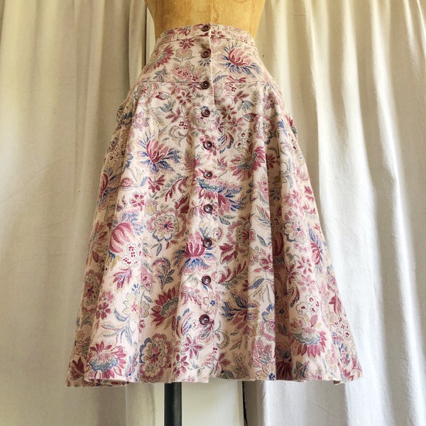 90s High Waist Tapestry Mini Skirt + Pockets XS