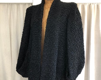 40s/50s Black Persian Lamb Structured Shoulder Capelet OS