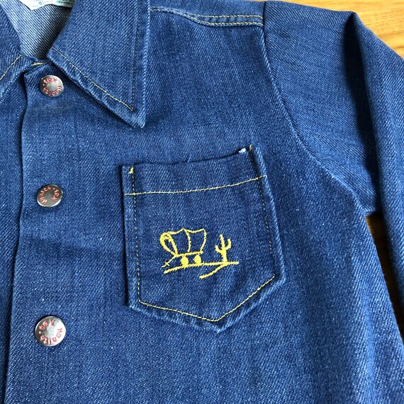 70s Kids Western Denim Horseshoe Patch + Embroidered … Gem