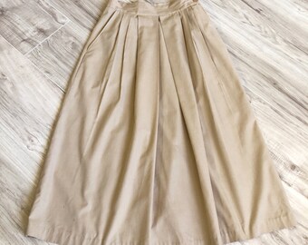 70s Pleated High Waist A-line Skirt + Pockets S