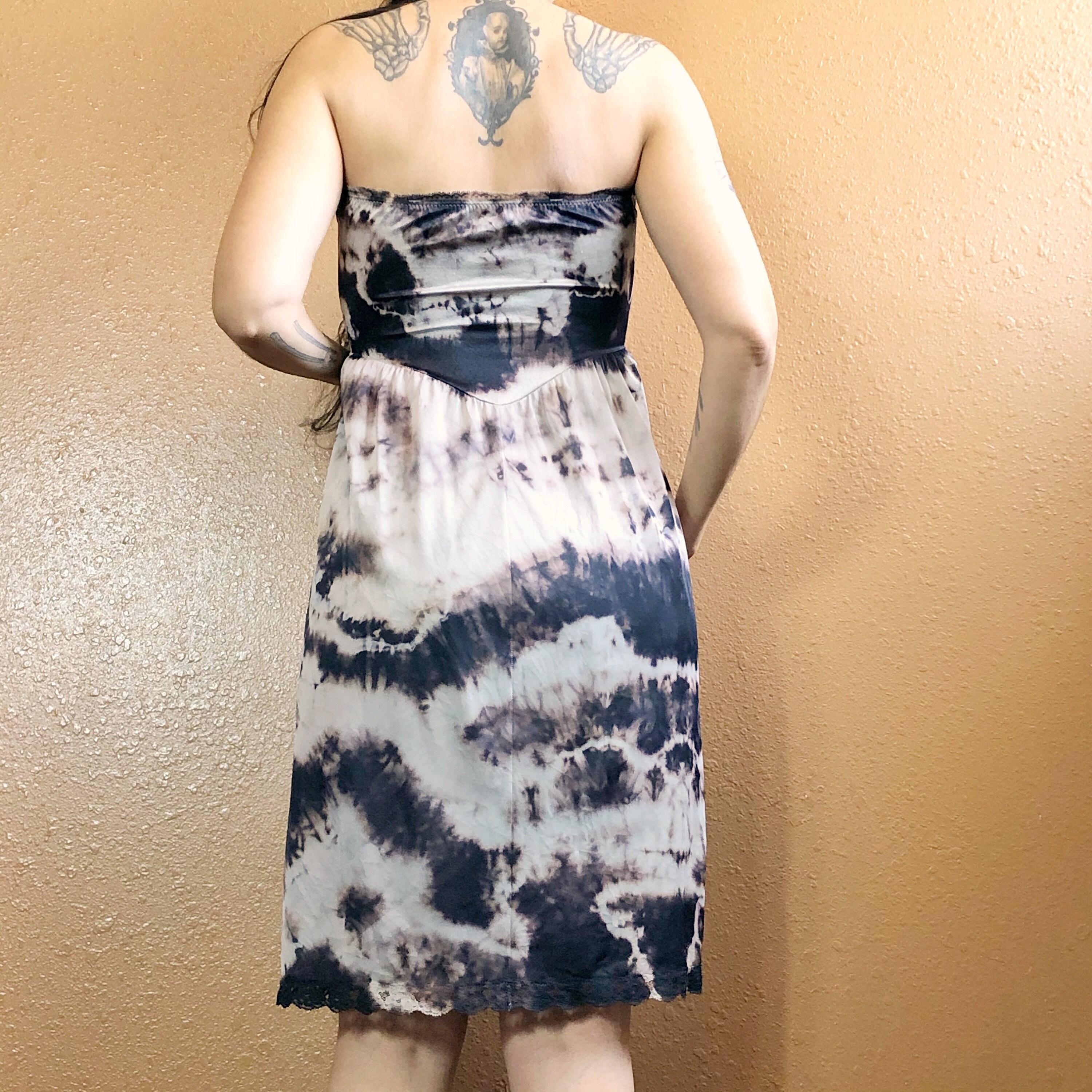 1970s lace top hand dyed slip dress