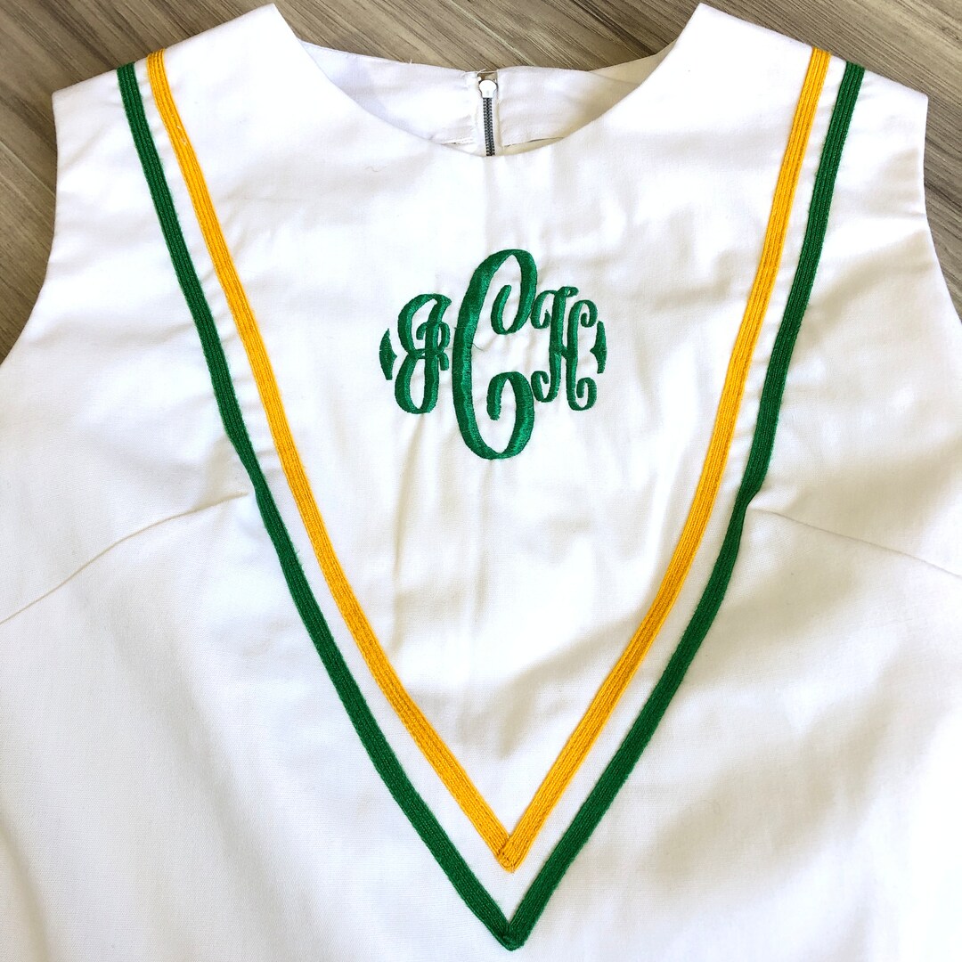 60s Cheer Uniform Embroidered Monogram Mini Dress XS - Etsy