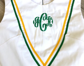 60s Cheer Uniform Embroidered Monogram Mini Dress XS