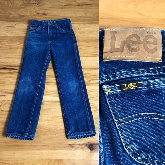 80s Kids Lee Dark Denim High Waist Western Slim T… - image 1