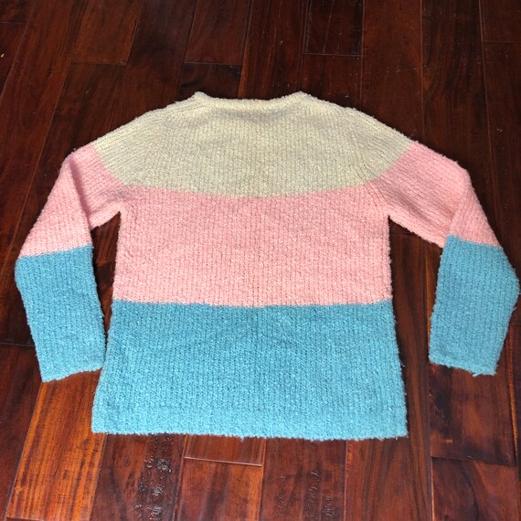 50s/60s Catalina Nubby Knit Pink Cream + Baby Blu… - image 5